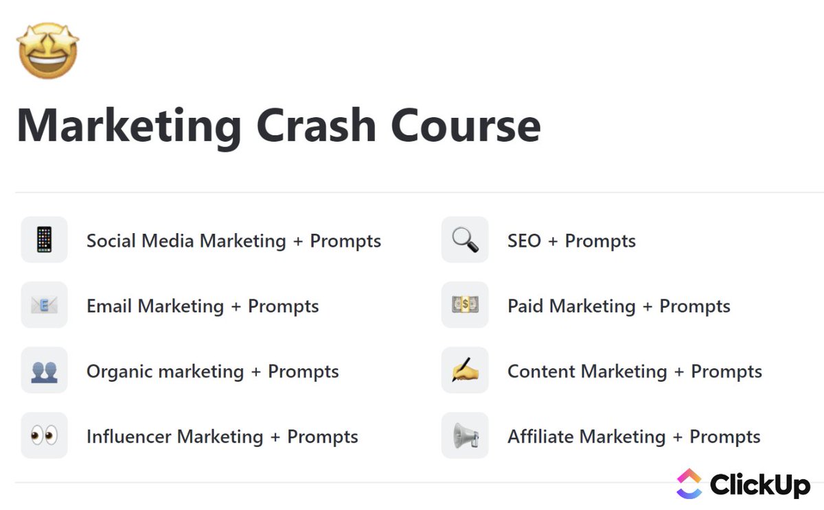 heyyavaryy's tweet image. Marketing can increase brand awareness by as much as 80%

And yet a lot of businesses fail to do it in the right way

And so I have prepared a ClickUp resource that will help you with it 

For 24 hours, it&apos;s FREE

1. Follow me 
2. RT this tweet
3. Reply &quot;Marketing&quot;