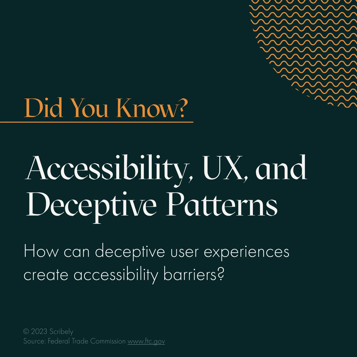 HelloScribely's tweet image. How do you build trust with your customers and avoid deceptive, inaccessible #UX patterns? Start by ensuring your content is honest, accessible, and able to be effectively communicated to all users. Prioritize #AccessibleContent like image alt text.