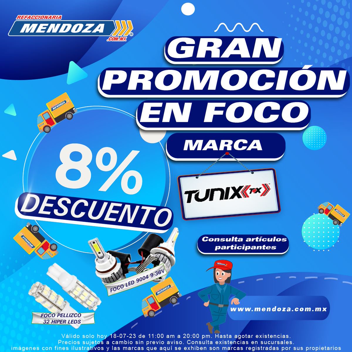 Refa_Mendoza's tweet image. Cambia tus focos viejos y ven a refaccionaria Mendoza por unos nuevos con el 8% de descuento marca #tunix o bien adquiere en nuestra tienda en linea: mendoza.com.mx
No te pierdas nuestras promociones todos los días.
#automoviles #motocicletas #MantenimientoAutomotriz