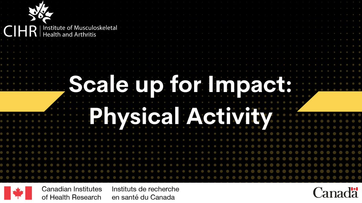 CIHR_IMHA's tweet photo. 1/2 IMHA will provide funding for applications relevant to our mandate in 7 areas for the Planning and Dissemination Grants.
This includes for #ImplementationScience research in the area of #PhysActivity and scaled-up #PhysicalActivity programs in real-world settings. https://t.co/FjYsfWIlas