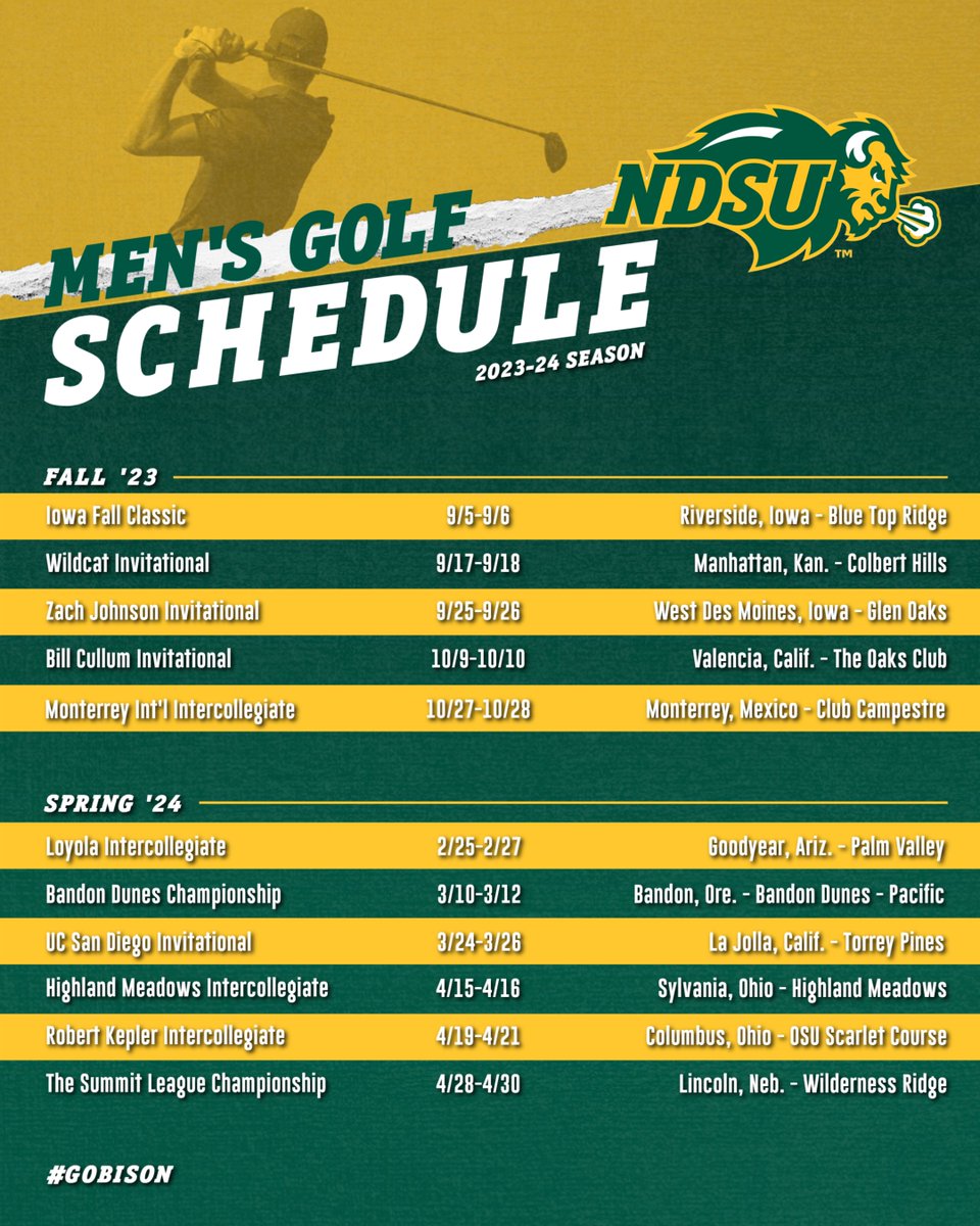 NDSU Golf On Twitter The Men s Golf Schedule Is Set GoBison Https bit ly 3Dj1L4t ndsu-golf-on-twitter-the-men-s-golf-schedule-is-set-gobison-https-bit-ly-3dj1l4t