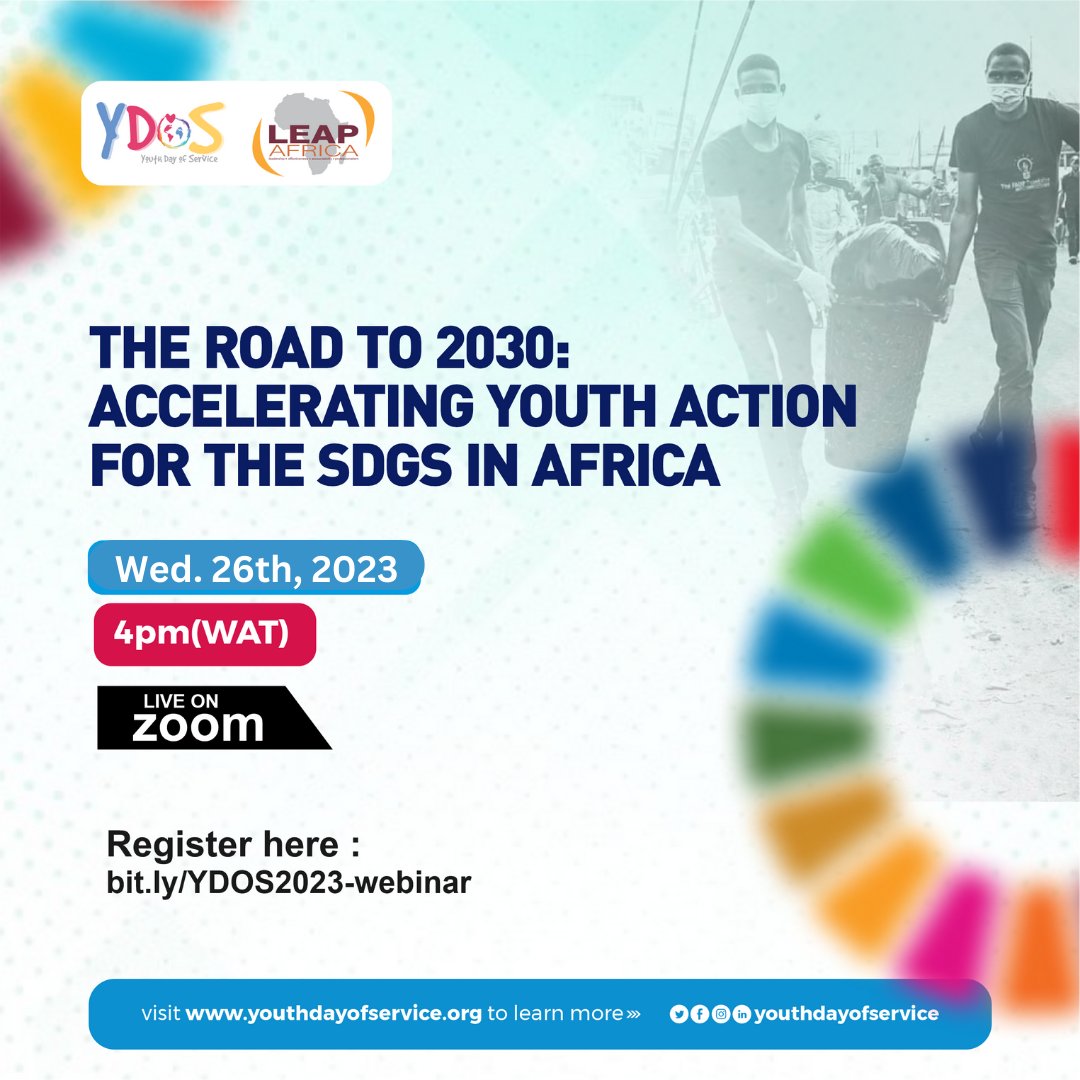 YouthDoS's tweet photo. Join us next Wednesday at 4 PM (WAT) to dive into an exciting discussion about the road to 2030: Accelerating Youth Action for the Sustainable Development Goals (SDGs) in Africa.  

🗓️ Date: July 26th, 2023 
📷 Time: 4 PM (WAT) 

 Don't miss out on this opportunity!

#ydos2023 https://t.co/VCrDfOwOMY
