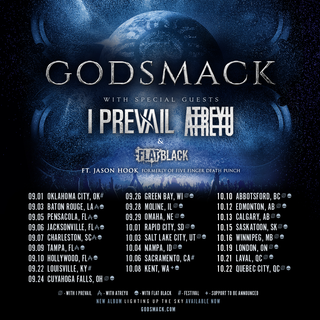 We’re stoked to be joining @godsmack for a few shows in September! Tickets will be available this Friday at 10am local time.

Sep 03 | Baton Rouge, LA
Sep 05 | Pensacola, FL
Sep 06 | Jacksonville, FL
Sep 07 | Charleston, SC
Sep 09 | Tampa, FL
Sep 10 | Hollywood, FL