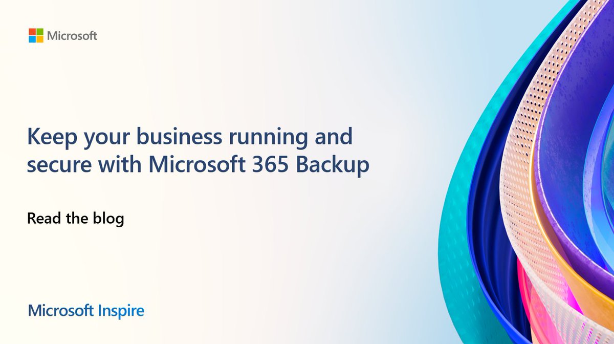 ✨Announced at #MSInspire- Microsoft 365 Backup!
💾 Lightning-fast data backup and restore for your Microsoft 365 data
🔁Quickly restore backed up content within hours rather than months
🔐Recovery against ransomware, accidental deletions or overwrites.
aka.ms/syntex/inspire…