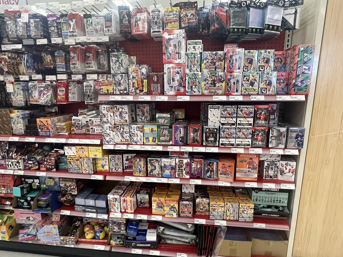 TheHawk177's tweet photo. From yesterday…top-of-the-week #restock at #TARGET 👆in Cedar Falls, #iowa. Two new Chronicles #football products, and some more stock of #ONEPIECE Romance Dawn packs! #thehobby #sportscards #pokemon #tradingcards #nba #nfl #mlb #hunter @RetailRipper @CardPurchaser https://t.co/fFzednTsR7