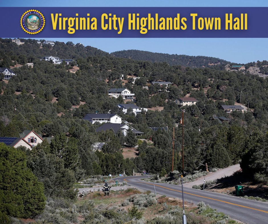 StoreyCounty's tweet photo. We encourage all Virginia City Highlands residents to join us for a Town Hall discussion tonight, July 19 at 5:30 pm at the Highlands Fire Station. 

For any questions, please email planning@storeycounty.org or call 775-847-1144. #StoreyCounty https://t.co/rnYGEgo3wB