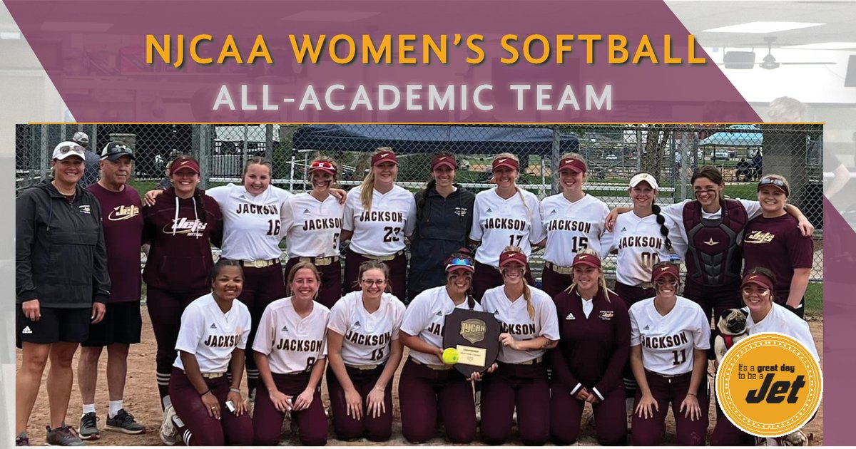 JacksonCollege's tweet photo. Congratulations to the 2022-'23 Jets softball team, recognized as an NJCAA All-Academic Team with a team GPA of 3.04! 
Way to go, Jets!  
#jacksoncollee  #jcjets https://t.co/vulHyQefKs