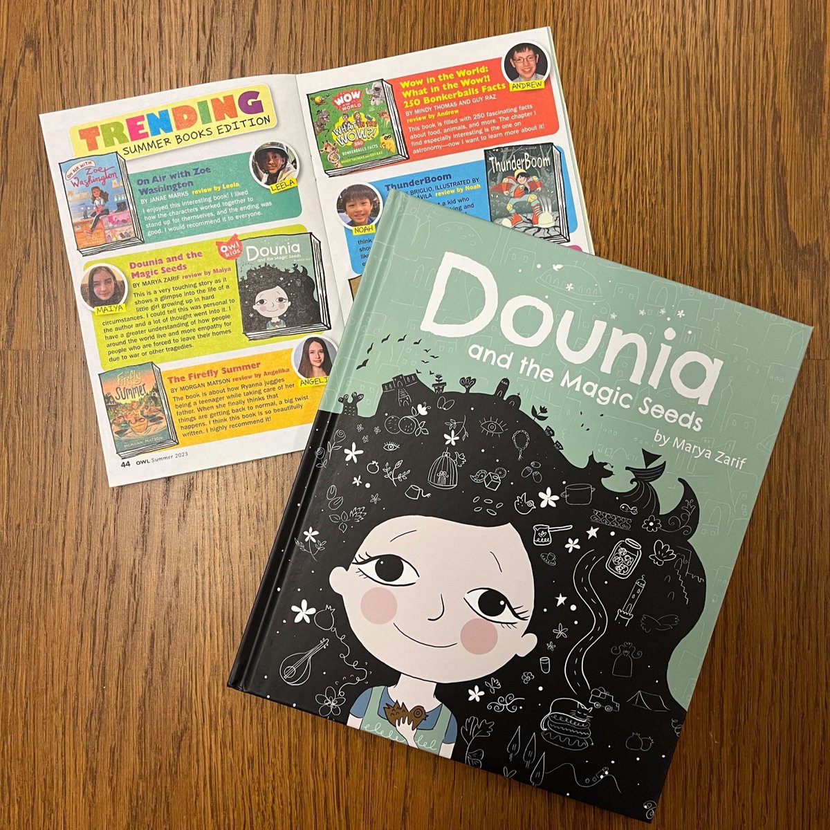owlkids's tweet photo. OWL's July/August issue features a #kidreview of DOUNIA AND THE MAGIC SEEDS by @MaryaZarif!
"I have a greater understanding of how people around the world live and more empathy for people who are forced to leave their homes due to war or other tragedies." https://t.co/lX8LBqJbyz