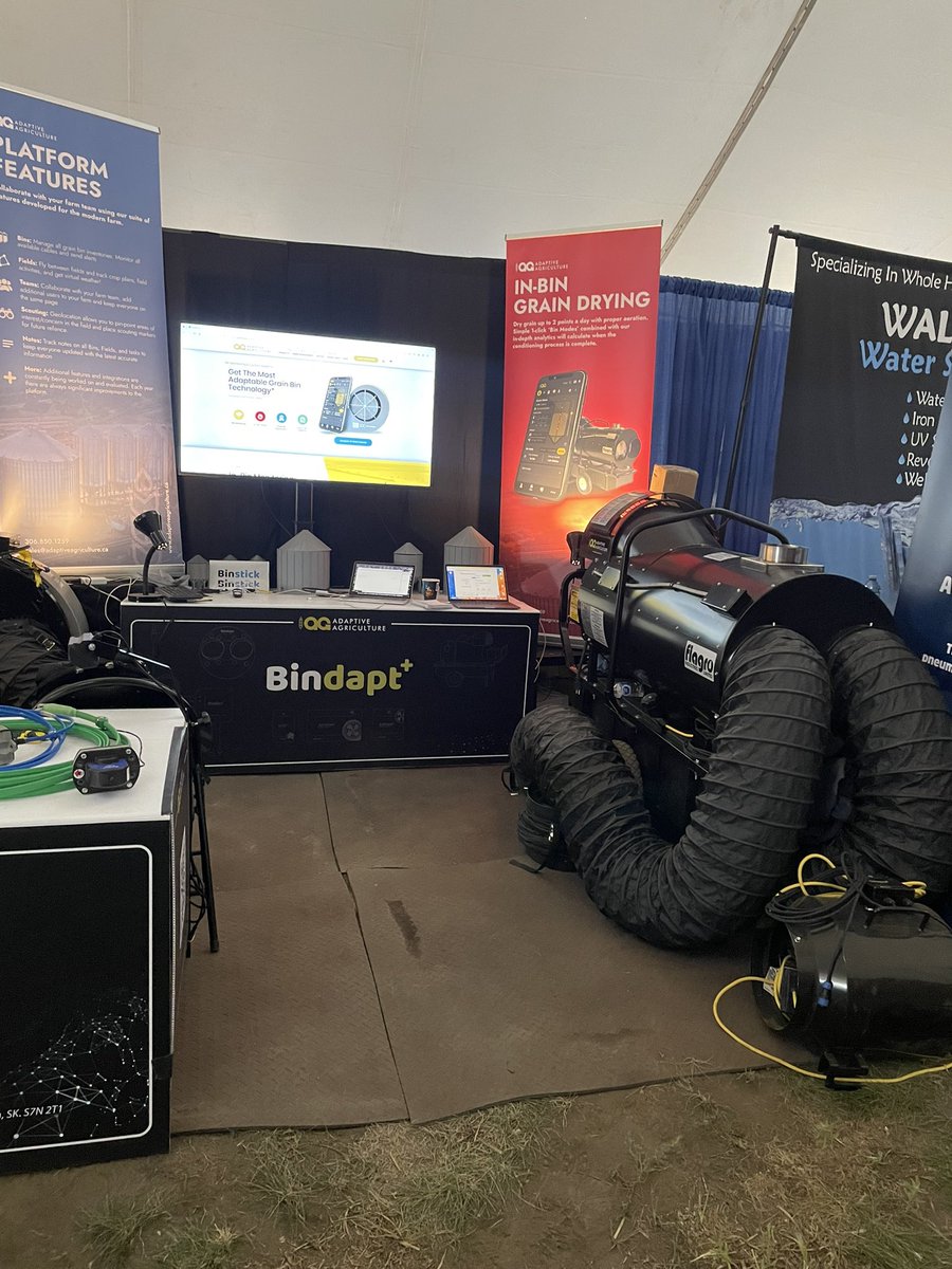 SaskProAg's tweet photo. Ag in Motion, come see us in the FCC tent  #AIM23 #wifibinmonitor #graindrying  #bindapt https://t.co/daJ8kCMOwo https://t.co/HkO4xiZNR1