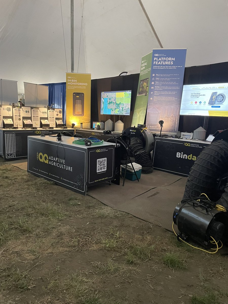 SaskProAg's tweet photo. Ag in Motion, come see us in the FCC tent  #AIM23 #wifibinmonitor #graindrying  #bindapt https://t.co/daJ8kCMOwo https://t.co/HkO4xiZNR1