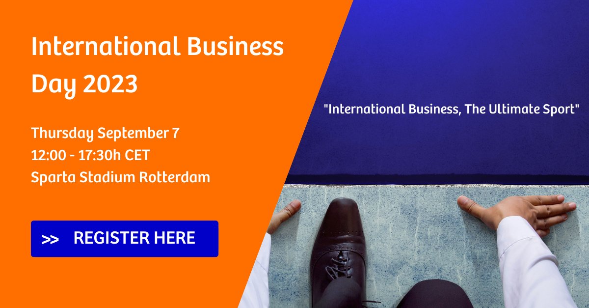 Expand globally? Join the International Business Day on Sep 7! Register now for the ultimate event in the Netherlands. Don't miss out on networking, insights, and growth opportunities. 📆 Sep 7 ⏰ 12:30 pm - 5:30 pm 📍 Sparta Stadium, Rotterdam.

Info: bit.ly/46REJiJ
