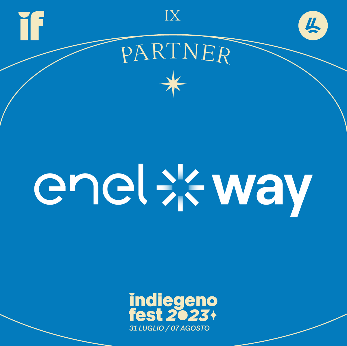IndiegenoFest's tweet photo. Quest'anno al fianco del festival... il futuro!
@enelxwayitalia è official partner di #IndiegenoFest2023: insieme esploreremo tutte le possibilità della mobilità elettrica verso un mondo più sostenibile!
#EnelXWay #followtheway #CosmicVibesOnly @LeaveMusic https://t.co/85xbyJnWae