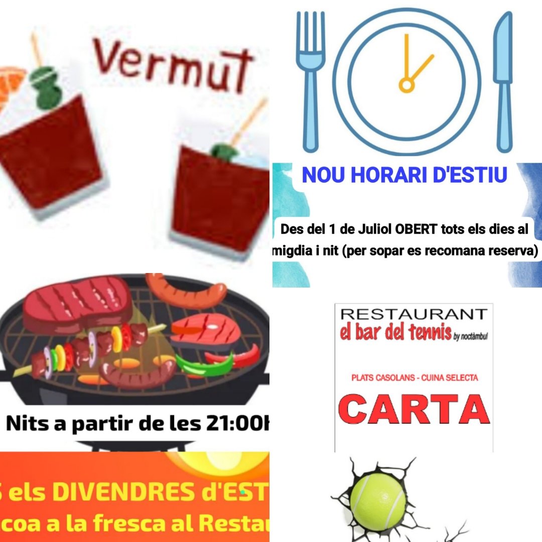 Tens moltes maneres de tastar la nostra cuina, de tapeo fent un vermut, de menú tots els migdies, de carta, o a les nostres barbacoes amb reserva prèvia!!!