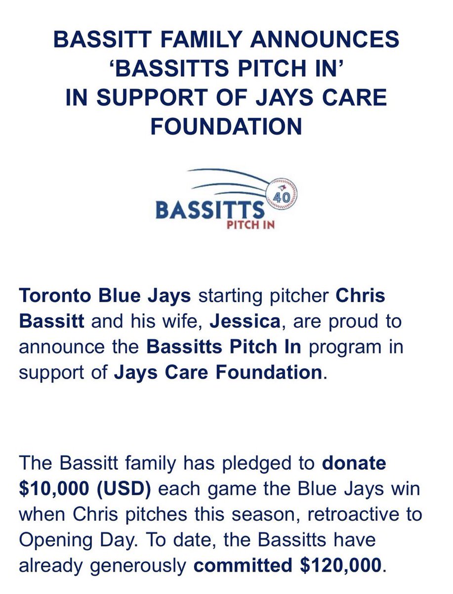 Months of work has went into this from many people behind the scenes. Happy the day is finally here. <a href="/JaysCare/">Jays Care Foundation</a> 💙💙