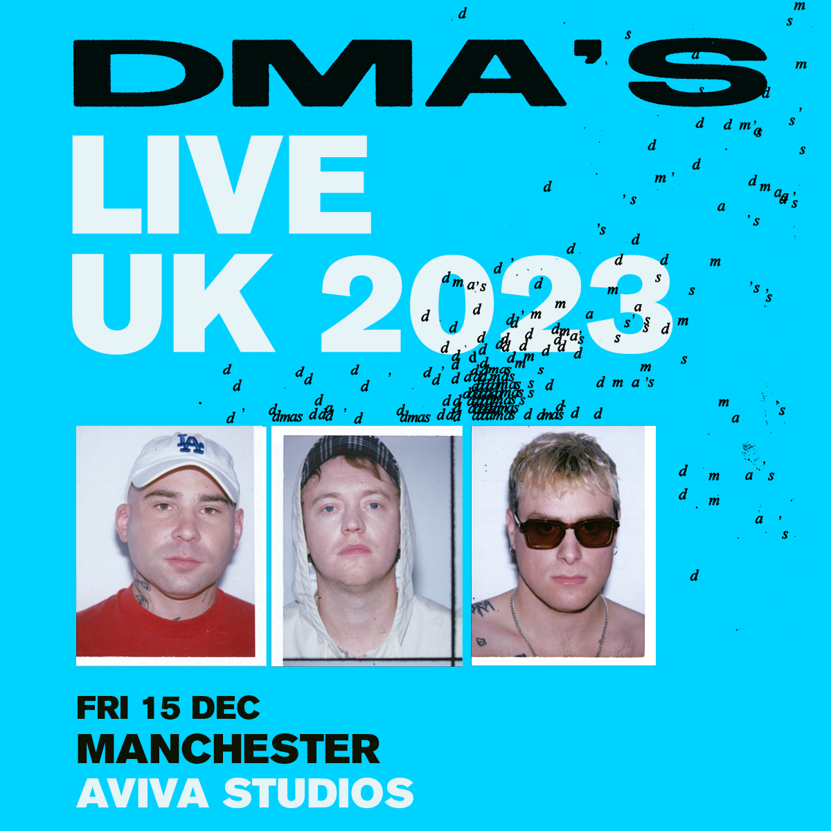 Australian rock legends land in Manchester! 

Sydney trio <a href="/dmasmusic/">DMA'S</a> are embarking on a UK-wide tour this December, following the success of their highest-charting, fourth studio album How Many Dreams? 

On general sale Fri 21 Jul at 10am, <a href="/factoryintl/">Factory International</a> members onsale from 19 Jul.