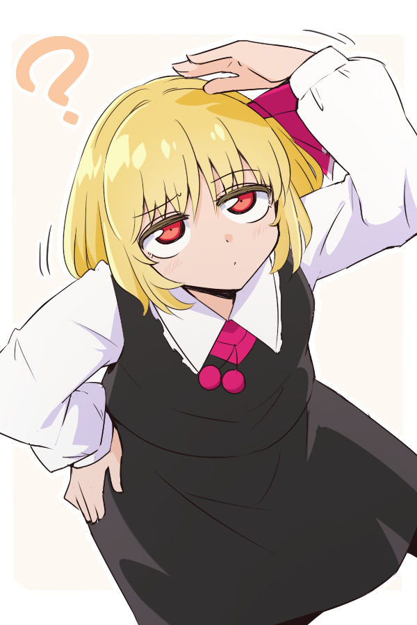 rumia 1girl blonde hair ? red eyes solo shirt long sleeves  illustration images