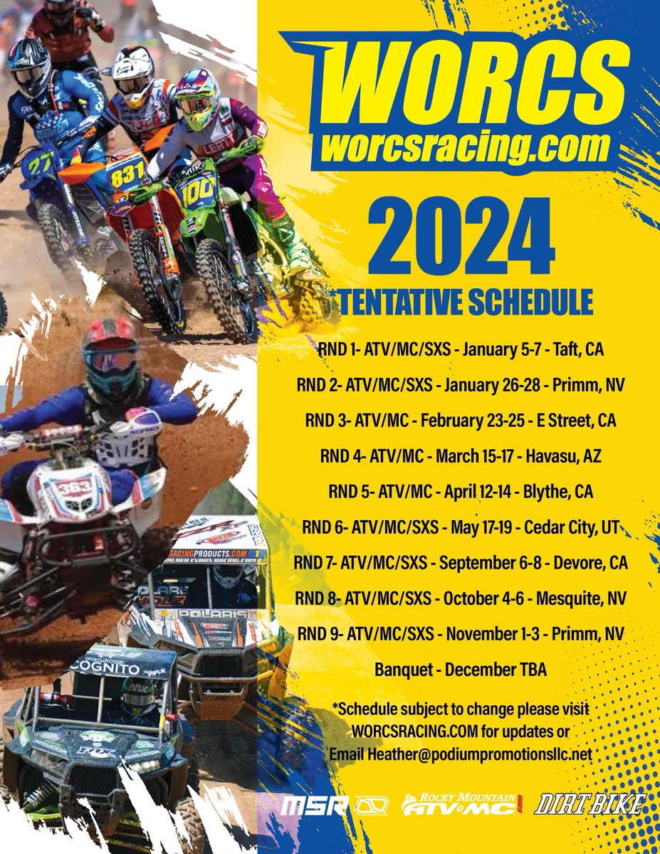 2024 Tentative schedule