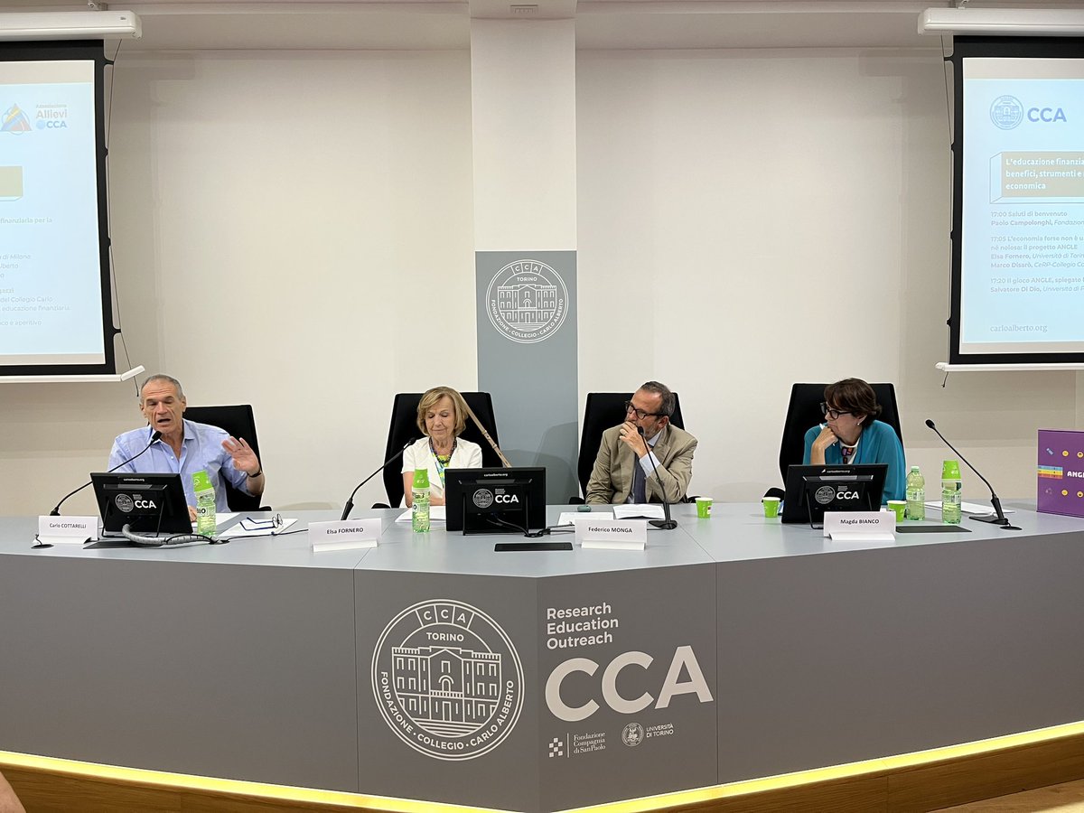 CollegioCA's tweet photo. Ora al #CCA un dibattito sul ruolo dell'#educazionefinanziaria per la politica economica con #MagdaBianco, #ElsaFornero e @CottarelliCPI. Modera Federico Monga, @StampaTorino
https://t.co/Xs1x84PbOy
#ANGLEProject https://t.co/dJEkKTwUi6