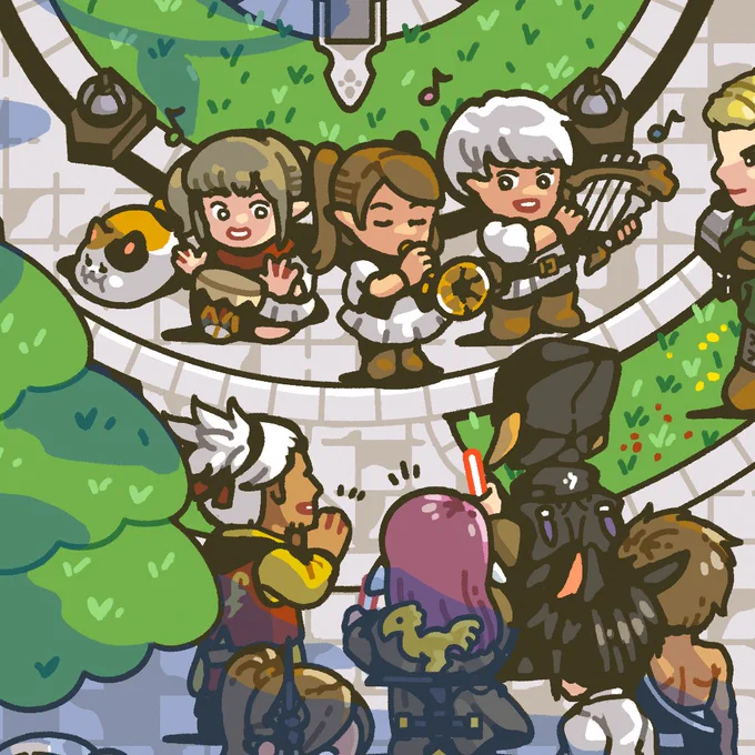 Some shots of my favorite things to draw in this piece. I hope some of these scenes invoke some of your own personal memories at the Limsa Aetheryte! (Hopefully good lol) 