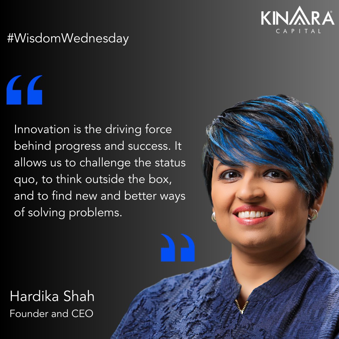 Our Founder and CEO, Hardika Shah <a href="/Hardika100/">Hardika Shah</a>, shares her thoughts on how innovation can shatter barriers and create new paths.   

#WisdomWednesday #Quotes #KinaraCapital #Teamwork #TeamKinara #thoughtoftheday #HardikaShah #motivation