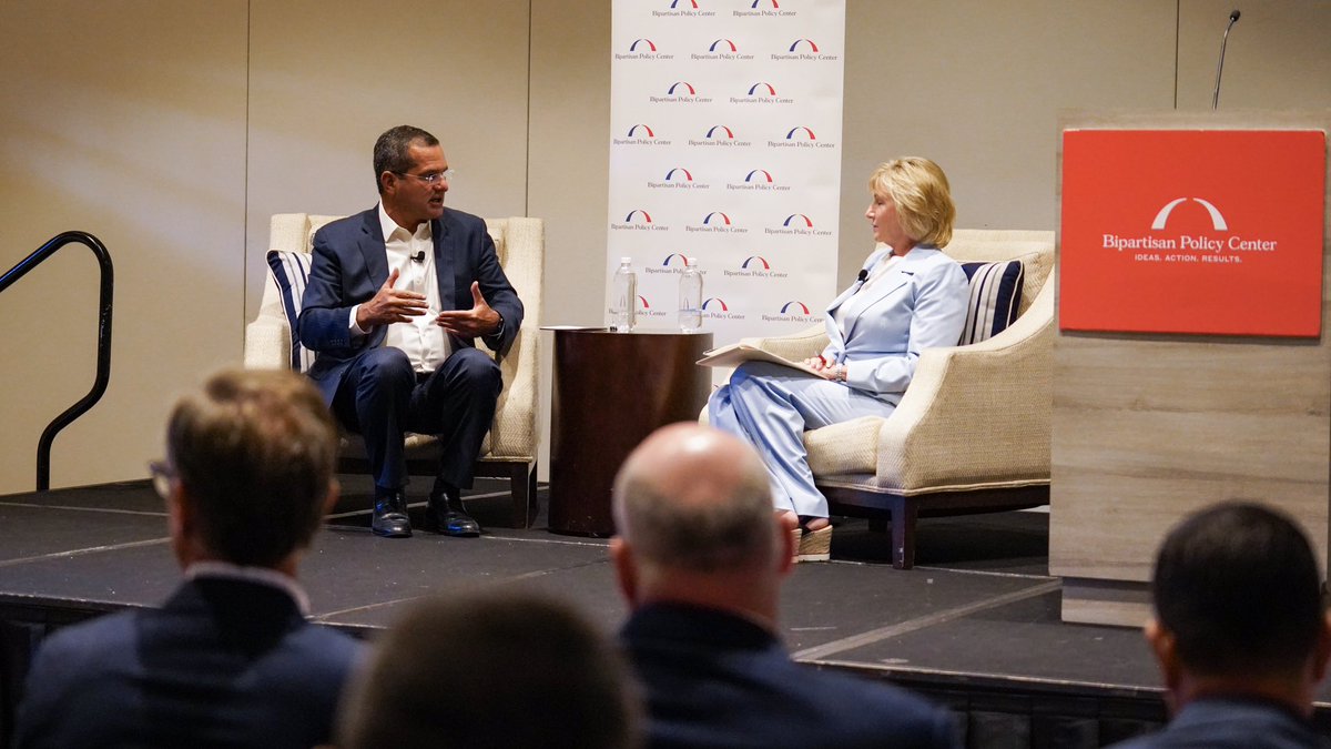 GovPierluisi's tweet photo. Honrado de haber sido parte del conversatorio What’s Next for Puerto Rico’s Recovery del Bipartisan Policy Center, donde pude compartir el estatus de los esfuerzos que hemos realizado por la reconstrucción y renovación de la infraestructura desde que comenzó mi administración. Reiteré la buena relación de mi gobierno con la administración Biden-Harris, la cual ha facilitado grandes logros en nuestro desarrollo económico, en un momento de transformación total en nuestra Isla.