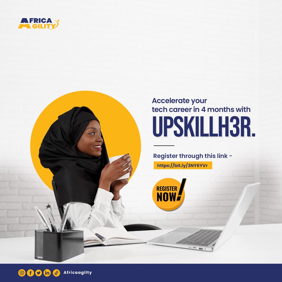Ready to level up your career in Tech?

Join the Africa Agility UpskillH3R training to gain the skills and knowledge you need to excel in your field! This training is designed for ambitious individuals with six months or more of work experience.
