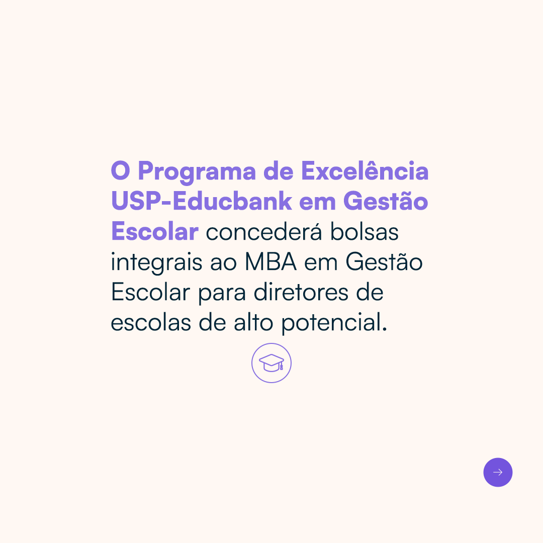 educbank's tweet photo. O Educbank e a @mbauspesalq se uniram em uma parceria inovadora! Agora, diretores de escolas parceiras podem concorrer a bolsas integrais de MBA em Gestão Escolar. https://t.co/LJx18ookRx