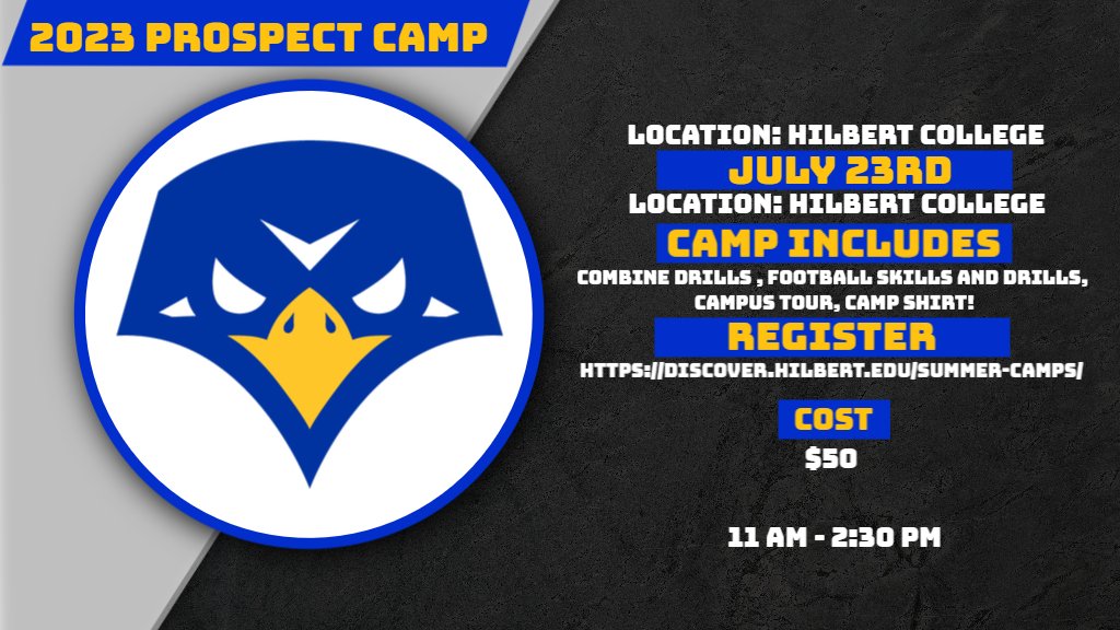 Hilbert College Football (@hilberthawksfb) on Twitter photo We have updated our prospect camp! All campers will be on Sunday. We're excited about this group and there is still time to register:
hilbert.myrec.com/info/activitie…
<a href="/ted_egger/">Ted Egger</a>
<a href="/_CoachTidwell/">Dallas Tidwell</a>
<a href="/jj5151/">Jonathan Johnson</a>
<a href="/CoachSpit47/">Myer Spitulnik</a>
<a href="/WR_COACH_O/">COACH OVERTON</a>
<a href="/CoachNoel716/">John Noel</a>
<a href="/Coach_JFish/">Coach Fish</a>
<a href="/CoachBitka/">Terry Bitka</a>
#OTO We have updated our prospect camp! All campers will be on Sunday. We're excited about this group and there is still time to register:
hilbert.myrec.com/info/activitie…
<a href="/ted_egger/">Ted Egger</a>
<a href="/_CoachTidwell/">Dallas Tidwell</a>
<a href="/jj5151/">Jonathan Johnson</a>
<a href="/CoachSpit47/">Myer Spitulnik</a>
<a href="/WR_COACH_O/">COACH OVERTON</a>
<a href="/CoachNoel716/">John Noel</a>
<a href="/Coach_JFish/">Coach Fish</a>
<a href="/CoachBitka/">Terry Bitka</a>
#OTO