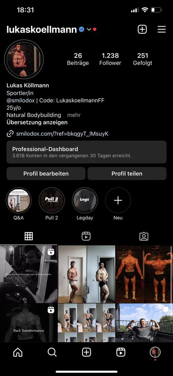 Weils jeder macht 
Gerne folgen für Daily Bodybuilding content