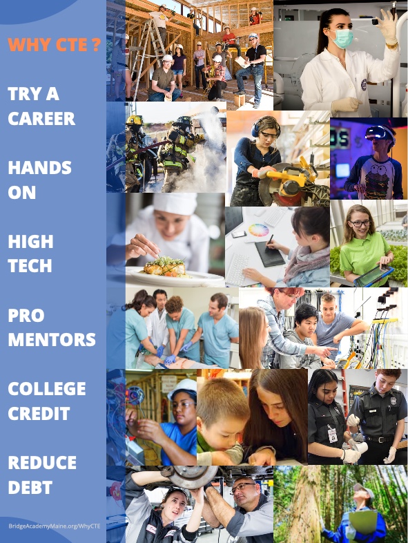 BridgeAcademyME's tweet photo. Are you a high school student or a parent or guardian of one in #Maine? Taking a look at what CTE can offer in the coming year might be life changing❤️
Explore ideas and options at: https://t.co/w4Dagi50ln
#MaineCTE
@mdoenews
@MaineCLA
@ACTEM
@MaineEA
@EducateMaine https://t.co/gzOhOB999l