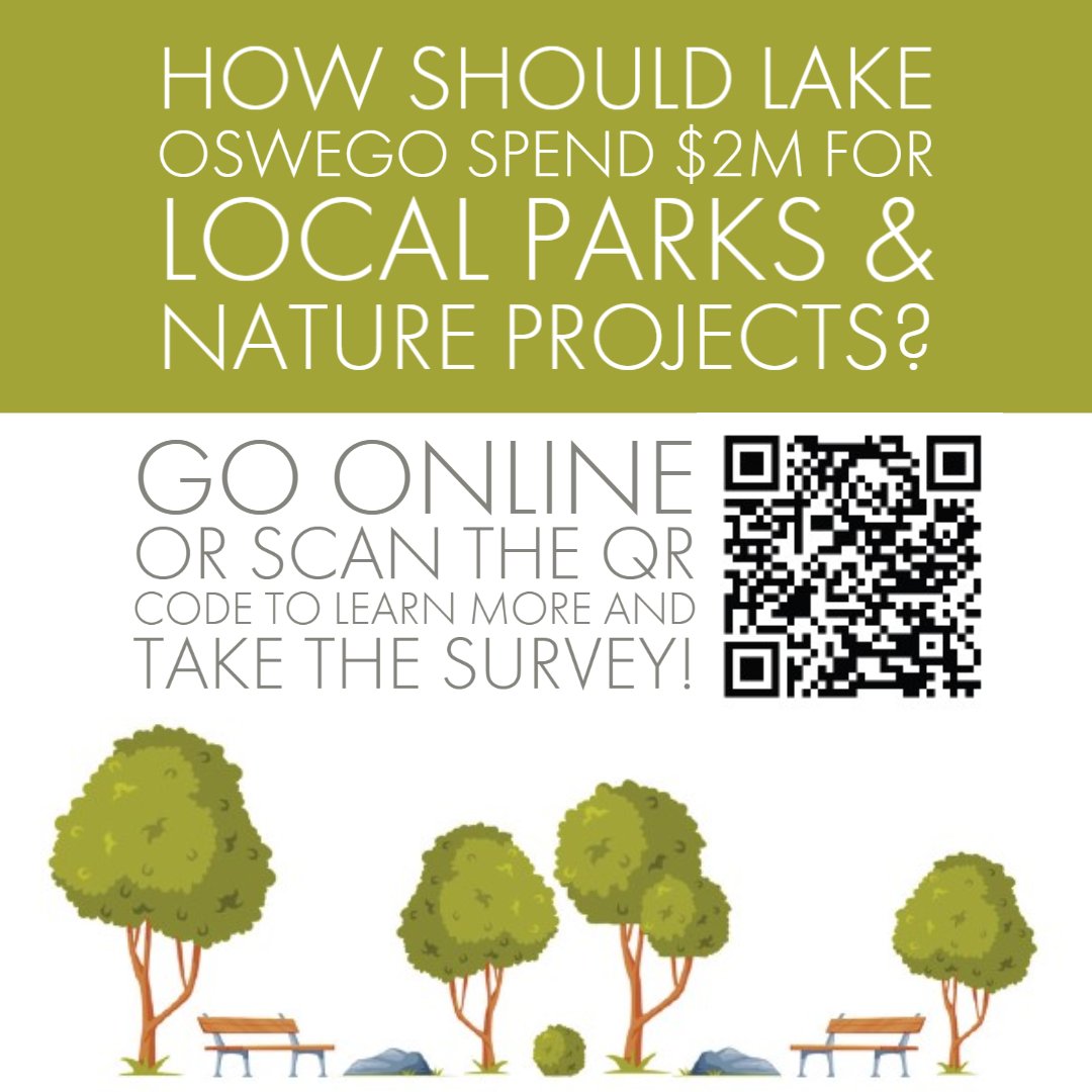LakeOswegoInfo's tweet photo. 📝Help us prioritize the Metro Local Share Parks & Rec projects. We have a list of 7 local park & natural area projects eligible for the $2M funding. Visit https://t.co/HM7ZINCShw or scan the QR code for info and to take the survey!
#LakeOswego #WeNeedYourInput #MetroLocalShare https://t.co/ivkCunBhID