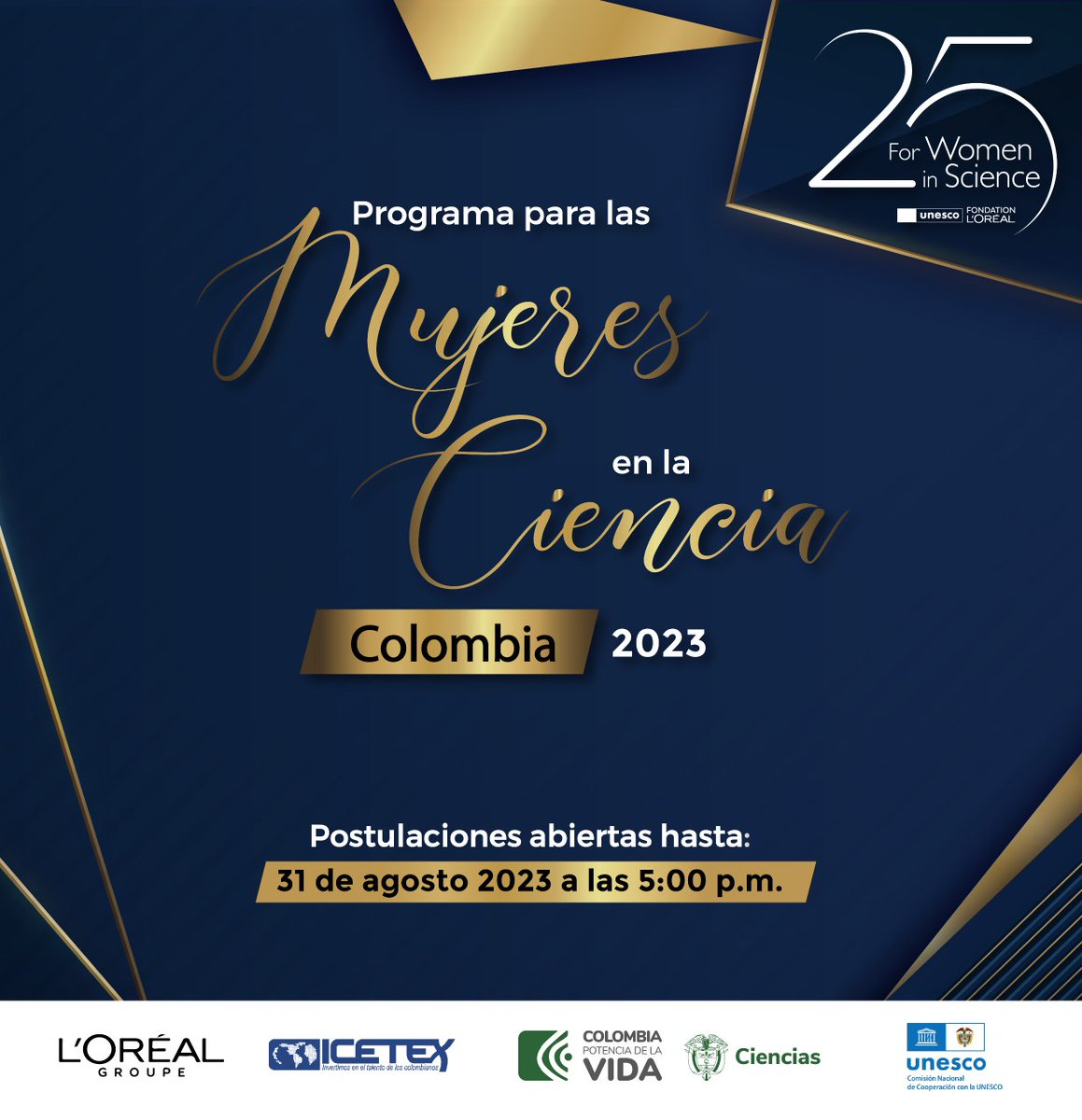 ¡Atención, mujeres científicas! 👩‍🔬
¡Tu talento es invaluable y queremos reconocerlo!

Ya están abiertas las postulaciones al  programa "Para las Mujeres en la Ciencia” Colombia - 2023🏆

Descubre cómo participar y obtener más información aquí:
minciencias.gov.co/sala_de_prensa…