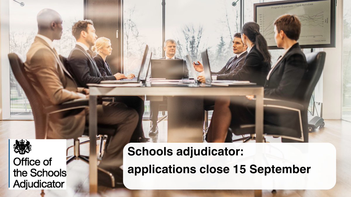 DfE is recruiting schools adjudicators who make legally binding decisions on a range of school matters.  
Applicants will have worked at a senior level within the publicly funded school sector in England, be impartial, with good analytical skills. 
…for-public-appointment.service.gov.uk/roles/7502