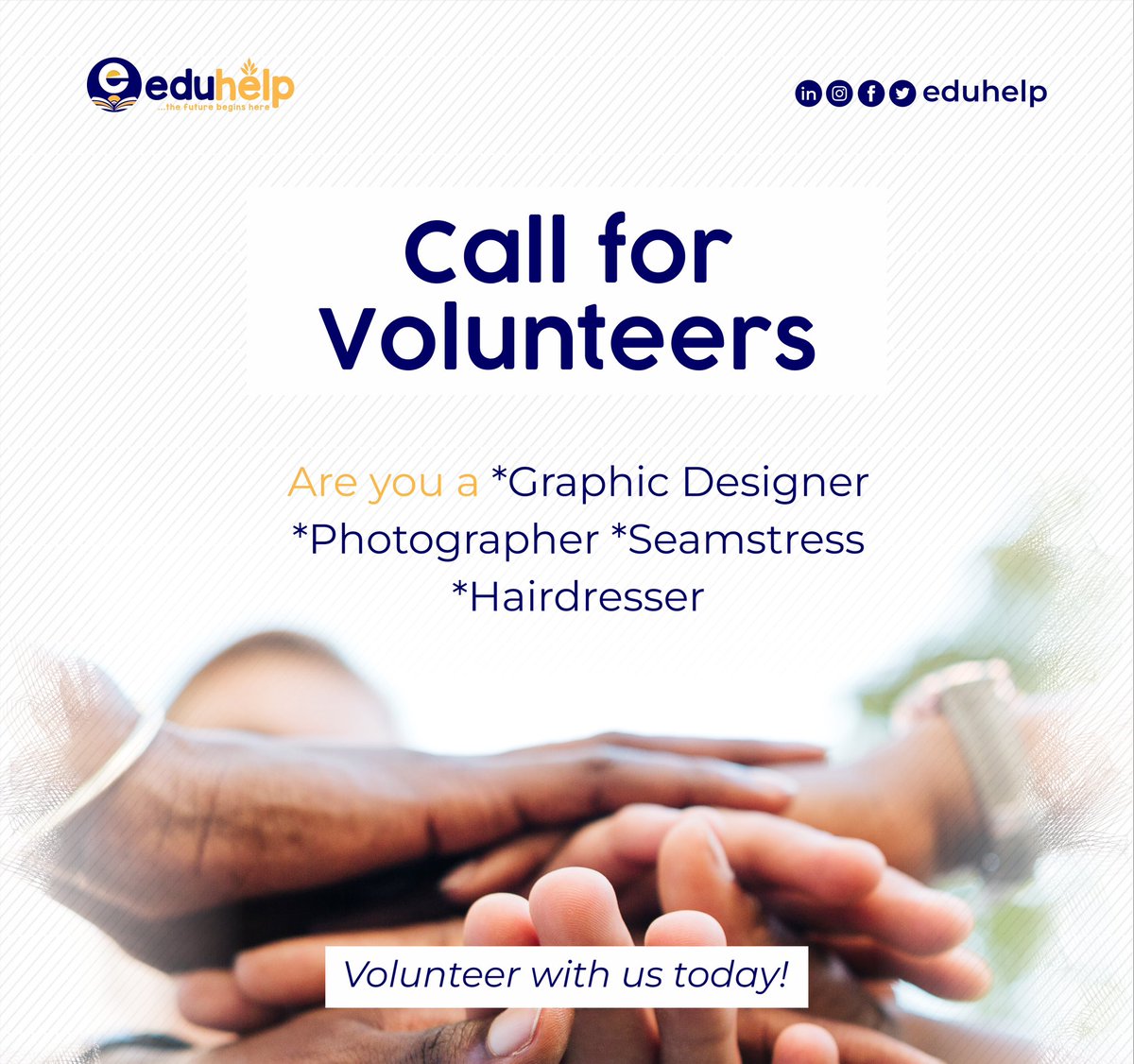 EduhelpBooks's tweet photo. *Join Our Team:* 

If you're ready to make a difference and be part of an incredible event, we invite you to join our team of enthusiastic volunteers. To express your interest or learn more about the volunteer opportunities available, please https://t.co/noVlSPvo5D
#eduhelp https://t.co/APw8iJNDlC