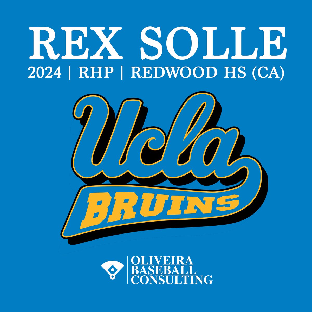 Congrats to Rex Solle on his commitment to the University of California, Los Angeles. The Bruins with a big arm coming to Westwood. So excited for him and his family #UCLA #GoBruins #8Clap #Big10 #Committed #OBC https://t.co/H7PisPACsR