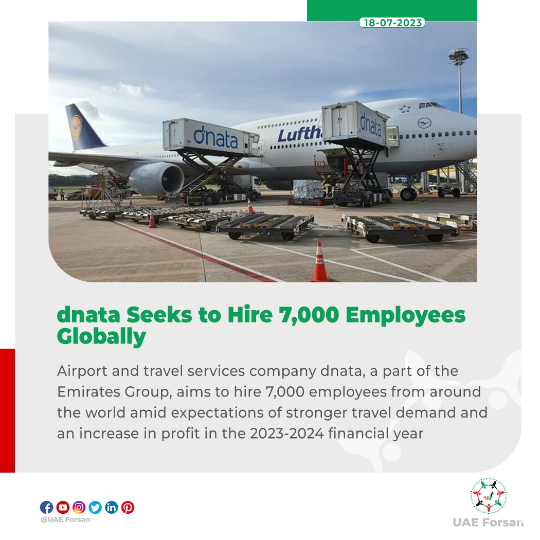 UAE_Forsan's tweet image. dnata Seeks to Hire 7,000 Employees Globally
#UAE #dnataTravel #beyondthebooking  
@dnatatravel 
@emirates