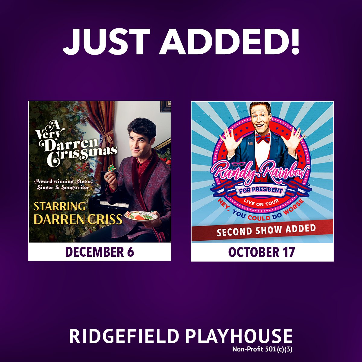 Just added at the Ridgefield Playhouse! bit.ly/3PYEjRt