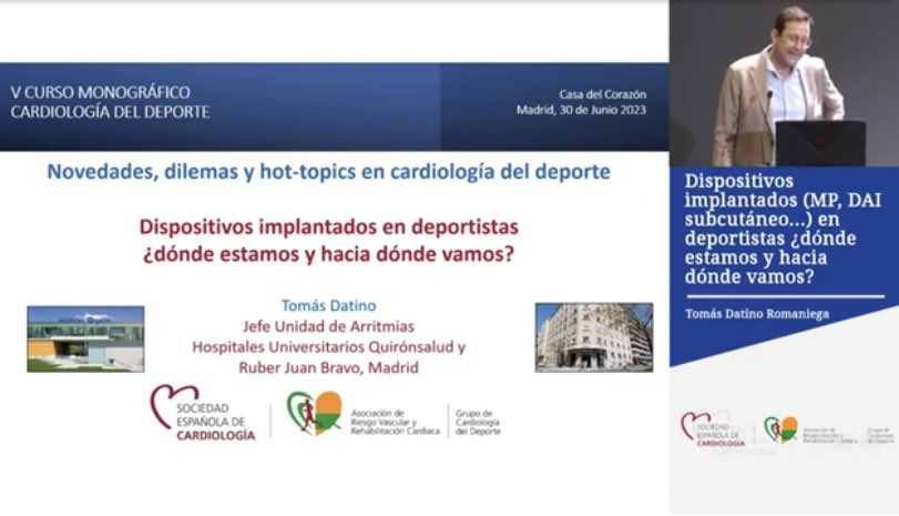 jacabreracardio's tweet photo. Excelente presentación de @TomasDatino @CardioQuironMad &amp; @quironsalud 
♥️Dispositivos implantables en deportistas 
https://t.co/ZUi5iQcIw3 https://t.co/nQyeBTHRYN