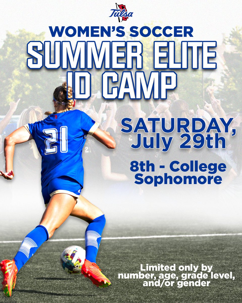 Don't miss your chance to sign up! Space is limited and spots are filling up fast.

🔗 tulsawomenssoccercamps.com