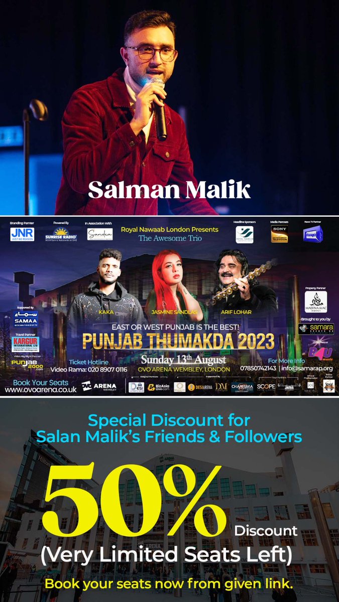 Special 50% Discount for all the Salman Malik family and friends. £ 65 tickets now at £32 only. Book now: shop.axs.co.uk/ISXkCwAAAADHuq… @SalmanMalik85