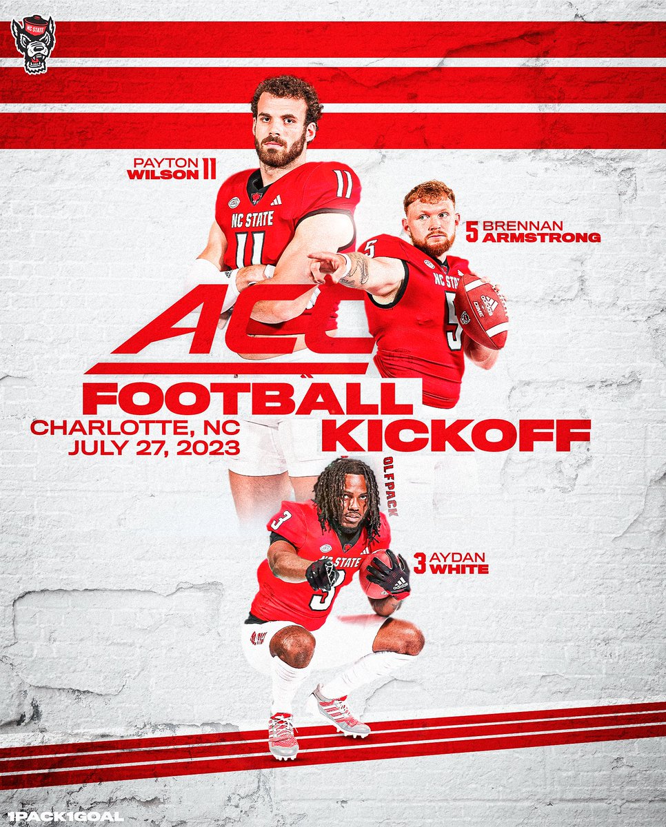 NC State Football (@packfootball) on Twitter photo The official unofficial start of the season.
Repping the Pack at the 2023 <a href="/ACCFootball/">ACC Football</a> Kickoff:
<a href="/payton_wilson21/">Payton Wilson</a>
<a href="/bstrong34/">Brennan Armstrong</a>
<a href="/aydanwhite9/">A.White</a>
#1Pack1Goal The official unofficial start of the season.
Repping the Pack at the 2023 <a href="/ACCFootball/">ACC Football</a> Kickoff:
<a href="/payton_wilson21/">Payton Wilson</a>
<a href="/bstrong34/">Brennan Armstrong</a>
<a href="/aydanwhite9/">A.White</a>
#1Pack1Goal