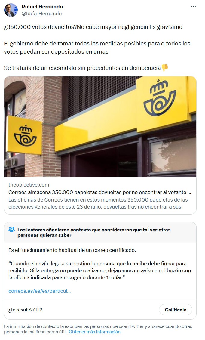 sumar's tweet photo. El partido de Feijóo acumula ya tres desmentidos de Twitter en menos de 24 horas.

Ni Donald Trump consiguió tanto con sus mentiras 😅 https://t.co/7JV57rlSGq