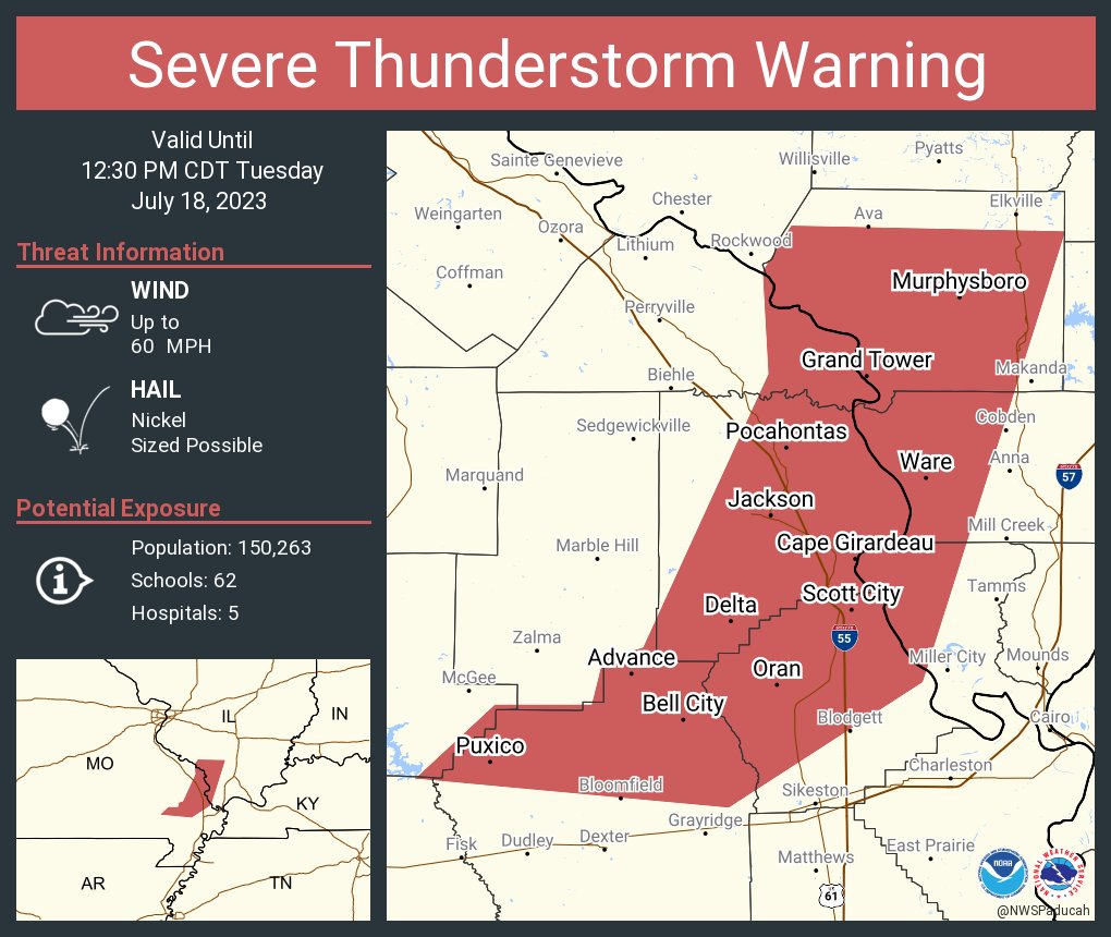 NWS Paducah, KY on Twitter "Severe Thunderstorm Warning including Cape
