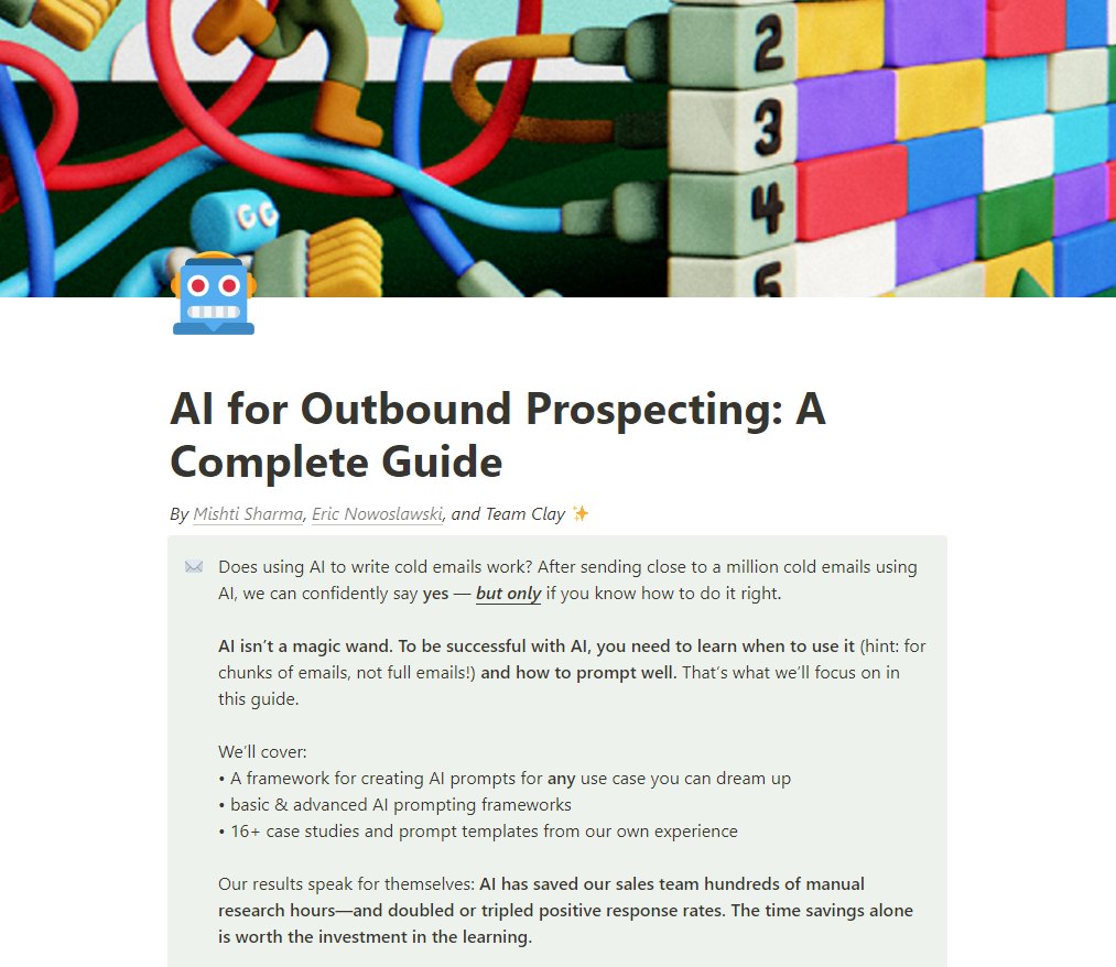 ENowoslawski's tweet image. I just finished a guide to use  AI for Outbound sales that took 25 hours to write. 

It includes

- AI Prompt Framework
-15+ AI prompt templates from our own campaigns
- Personalize every email in a 4 step sequence

Retweet this tweet and comment &quot;AI&quot; and I&apos;ll send you the doc.