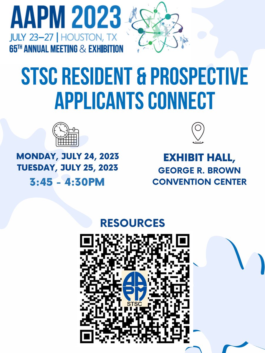 The <a href="/aapmstsc/">aapmstsc</a> is excited to launch Resident &amp; Prospective Applicants Connect, a new event to #AAPM2023 ✨

Sessions will be held July 24 &amp; 25 from 3:45-4:30pm in the Exhibit Hall.

Thank you to all the residents who have signed up! We look forward to seeing you there🤩