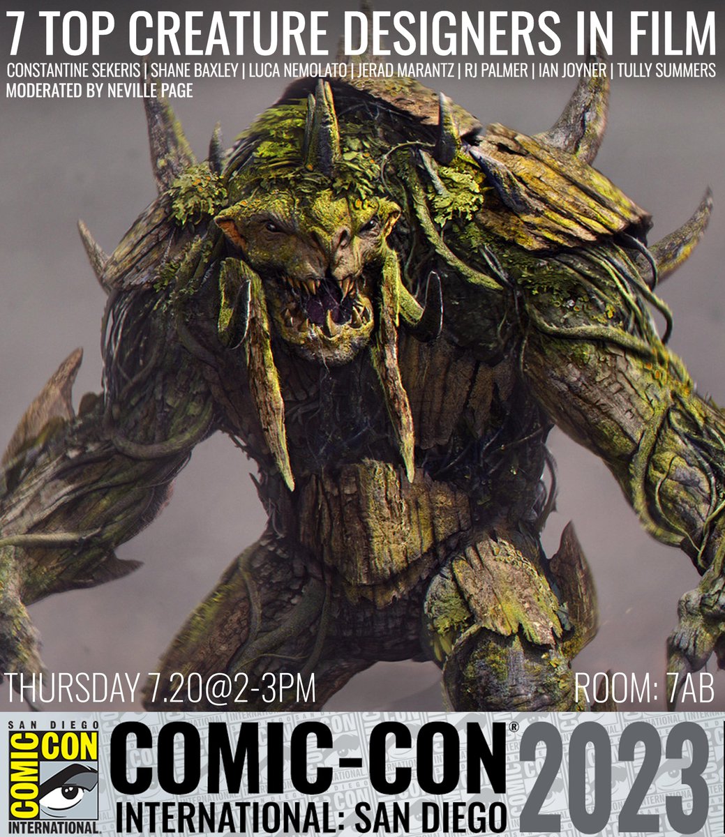 LucaNemolato's tweet photo. I'm honored to be part of this amazing lineup of Artists ! I will see you at SDComicCon this Thursday the 20th at 2pm in Room 7AB for a super fun conversation about Creatures ! Come and say Hi ! https://t.co/ZKND8j5YEW