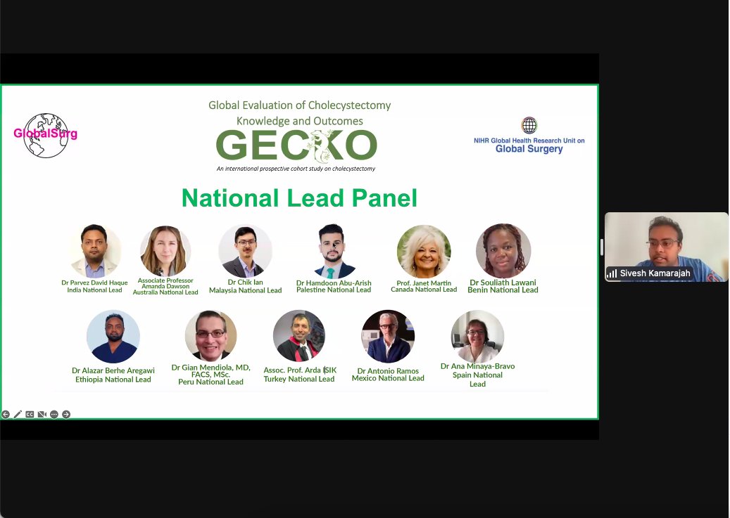 Mr. @Sivesh93 is moderating our stellar National Lead panel 🦎

💡Your National Lead can help you navigate country-specific intricacies! Don't hesitate to reach out and be involved with their national initiatives.

@NIHR_GSU @GlobalSurg #GlobalSurg4 #GECKO #Cholecystectomy