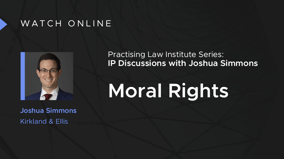 In the next episode of @PractLawInst’s IP Discussions with <a href="/joshualsimmons/">Joshua L. Simmons</a>, the roundtable discusses the foundations and limits of moral rights in copyright law. pli.edu/programs/I/ip-…