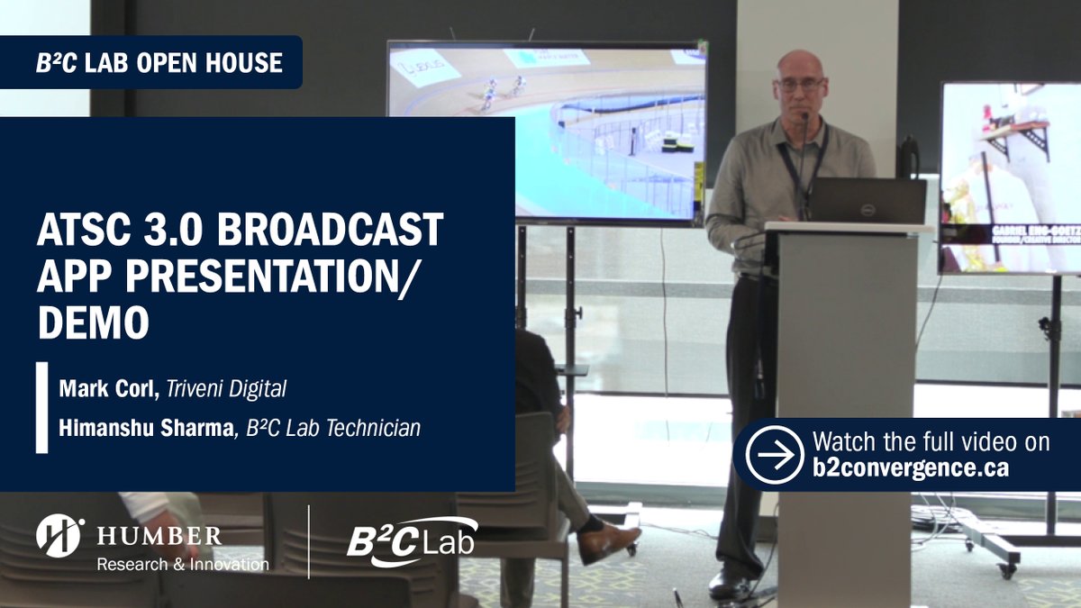 Humber_B2C_Lab's tweet photo. Curious how ATSC 3.0 will ‘bring broadcasting into the internet age’? Watch Mark Corl from Triveni Digital explain how ATSC 3.0 will allow interactive content delivery alongside broadcast TV. Watch the presentation: https://t.co/fgegTD3yBY https://t.co/sDGtMBW2um
