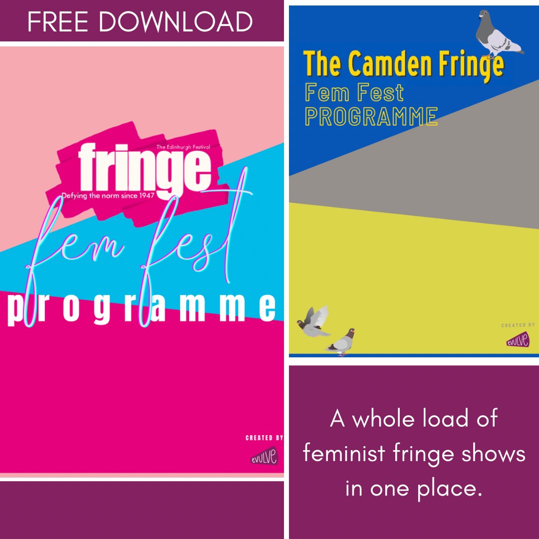 evulveltd's tweet photo. Click the link to download your FREE Camden and/ or Edinburgh Fringe Fem Fest Programme. 

Remember to click all the pics as they all link to where they need to go!

https://t.co/0bKMtePfLy https://t.co/h8JQ4NTHpe